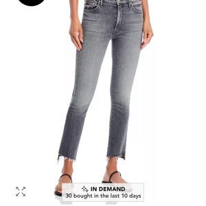 Mother The Insider Crop Step Fray Jeans in Moshpit Memories